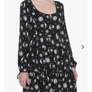 White and Black Long Sleeve Celestial Dress